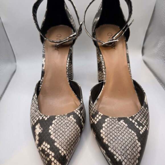 Abound Shoes - Abound Stella Block Heel Pump Ankle Strap Snakeskin Pattern Size 7
